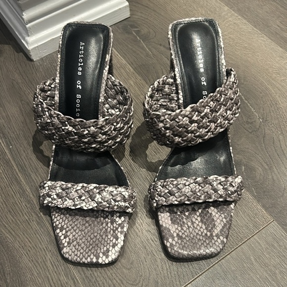 Articles of Society Asti Braided Open Square Toe Blocked Heeled Sandals Size 10 - Picture 10 of 16